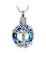 Alexandrite Tree Of Life Circle - Stainless Steel Cremation Ashes Jewellery Pendant