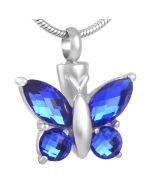 Blissful Butterfly Cobalt - Stainless Steel Cremation Ashes Jewellery Pendant