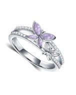 LifeStone™ Butterflies Nigh Ladies Cremation Ashes Ring