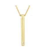 Elegant Slim Cylinder Gold - Stainless Steel Cremation Ashes Pendant