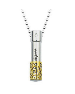 Only Love Gold Cylinder - Stainless Steel Cremation Ashes Memorial Pendant