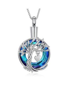 Alexandrite Tree Of Life Circle - Stainless Steel Cremation Ashes Jewellery Pendant