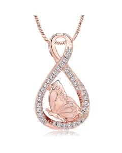 Butterfly Infinity -Rose Gold Stainless Steel Cremation Ashes Jewellery Urn Pendant