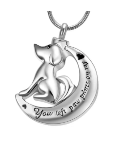 Dog Moon - Stainless Steel Cremation Ashes Jewellery Pendant