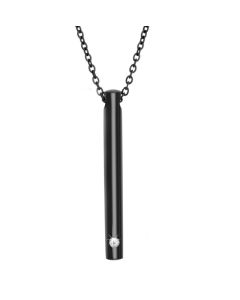 Elegant Slim Cylinder Black - Stainless Steel Cremation Ashes Pendant