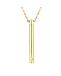 Elegant Slim Cylinder Gold - Stainless Steel Cremation Ashes Pendant