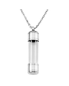 Glass Cylinder - Stainless Steel Cremation Ashes Jewellery Pendant