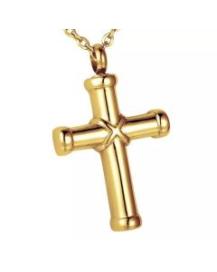 Handsome Gold Cross - Stainless Steel Ash Holder Pendant