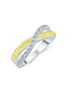 LifeStone™ Ladies Eternal Kiss Cremation Ashes Ring-Daffodil-Sterling Silver