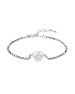 Paw Heart Bracelet - Stainless Steel Cremation Ashes Jewellery