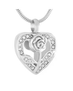 Rose Heart - Stainless Steel Memorial Ashes Memorial Jewellery Pendant