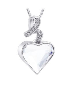 Sparkle Ribbon Heart -Stainless Steel Cremation Ashes Jewellery Urn Pendant