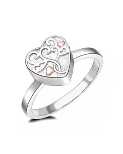 Tree of Life Heart Ring - Stainless Steel Cremation Ashes Jewellery Urn Memorial Keepsake